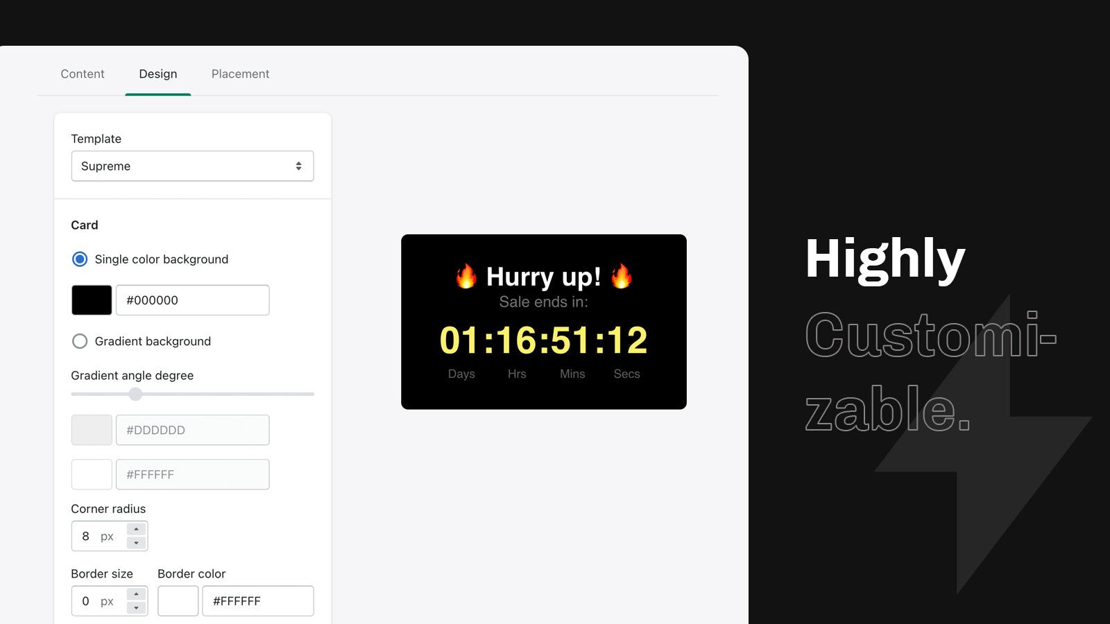 Highly customizable countdown timer styles