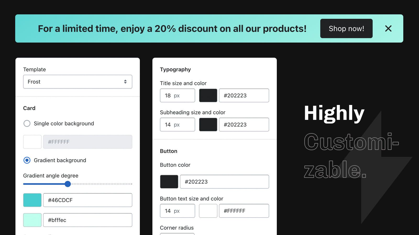 highly customizable shopify announcement bar app