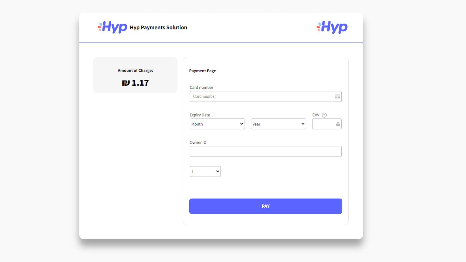 Hyp Payment Page in English