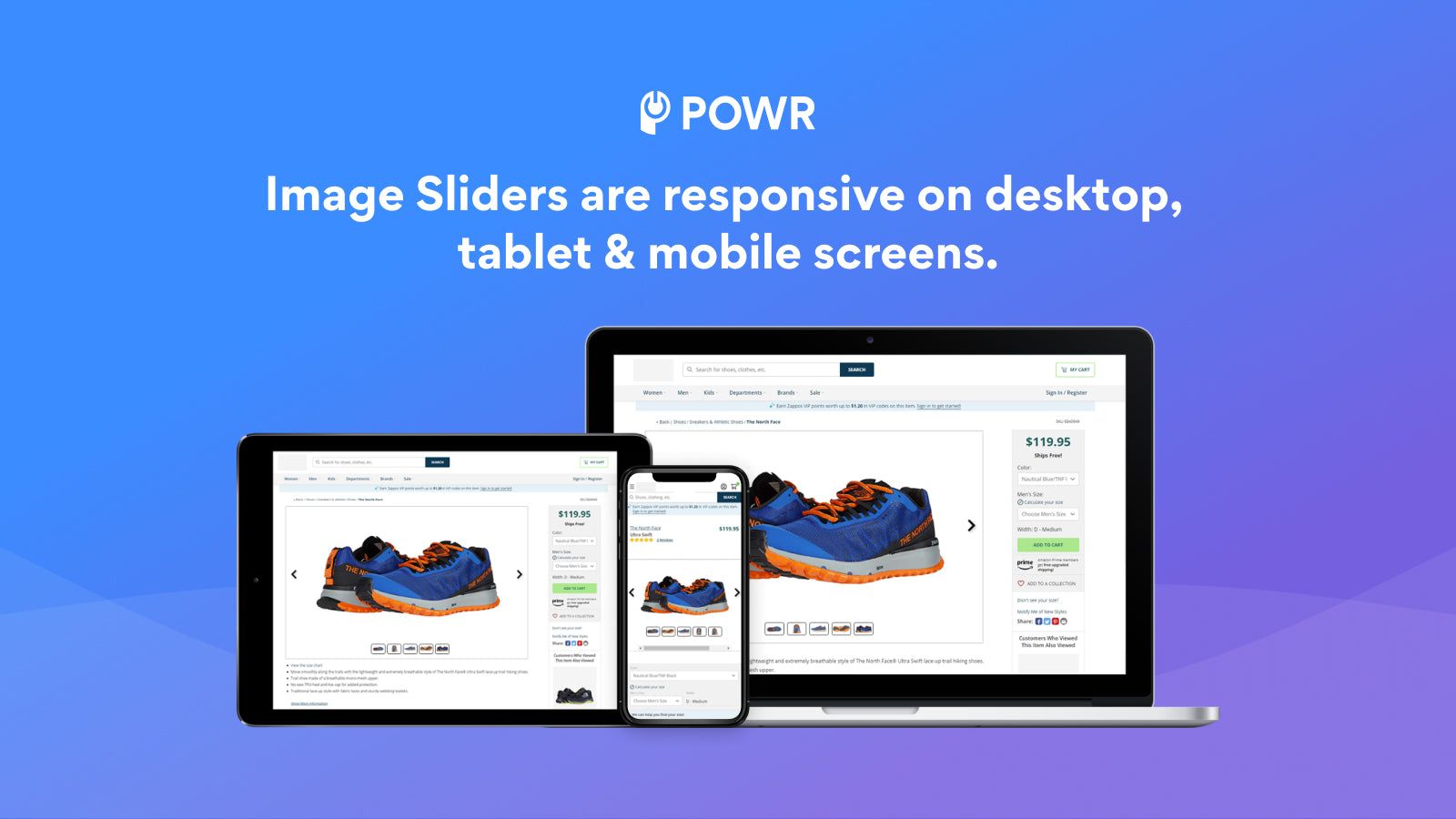 Image sliders are responsive on desktop, tablet & mobile.