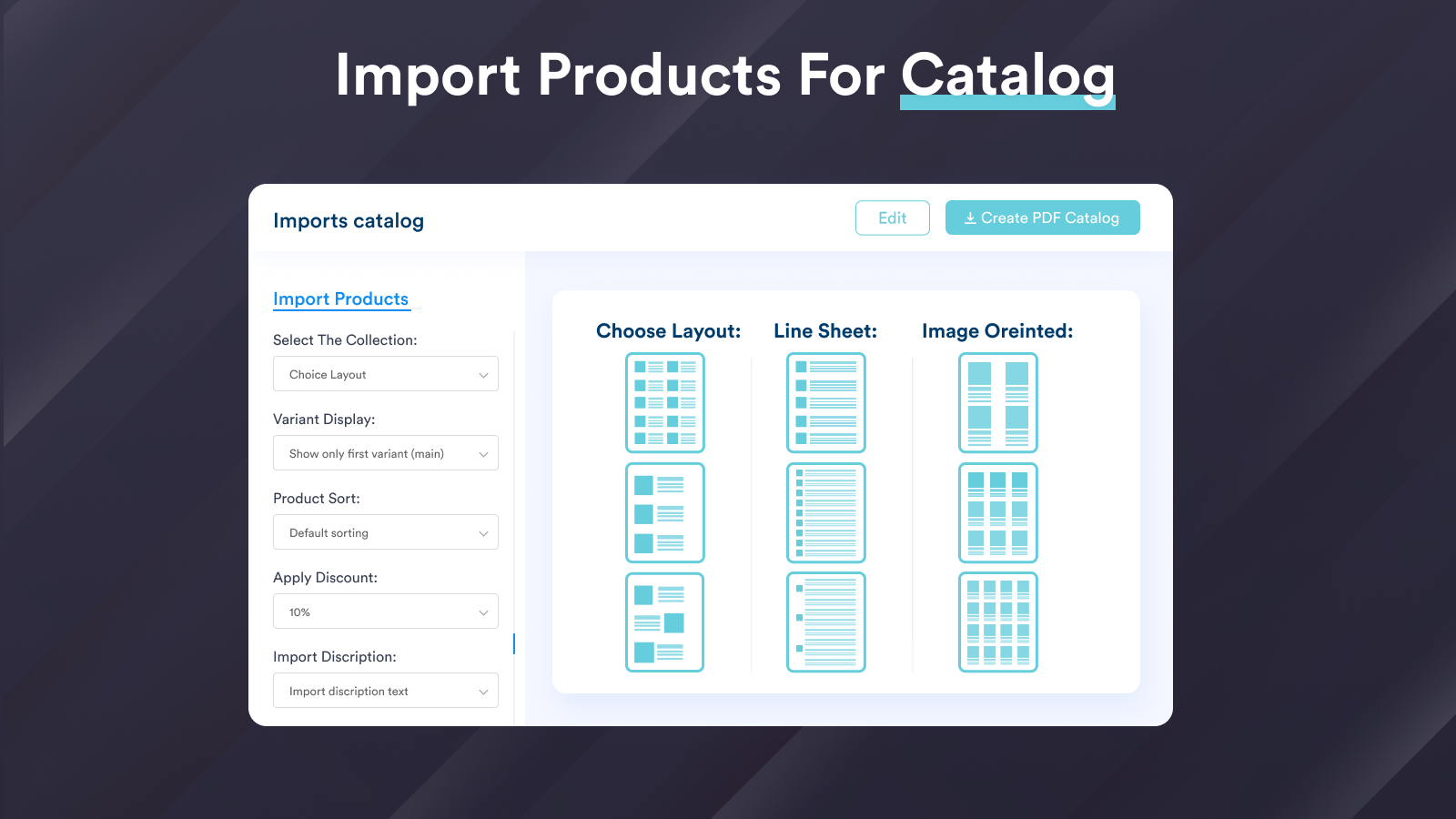 Import and sorting products in wholesale Catalogue