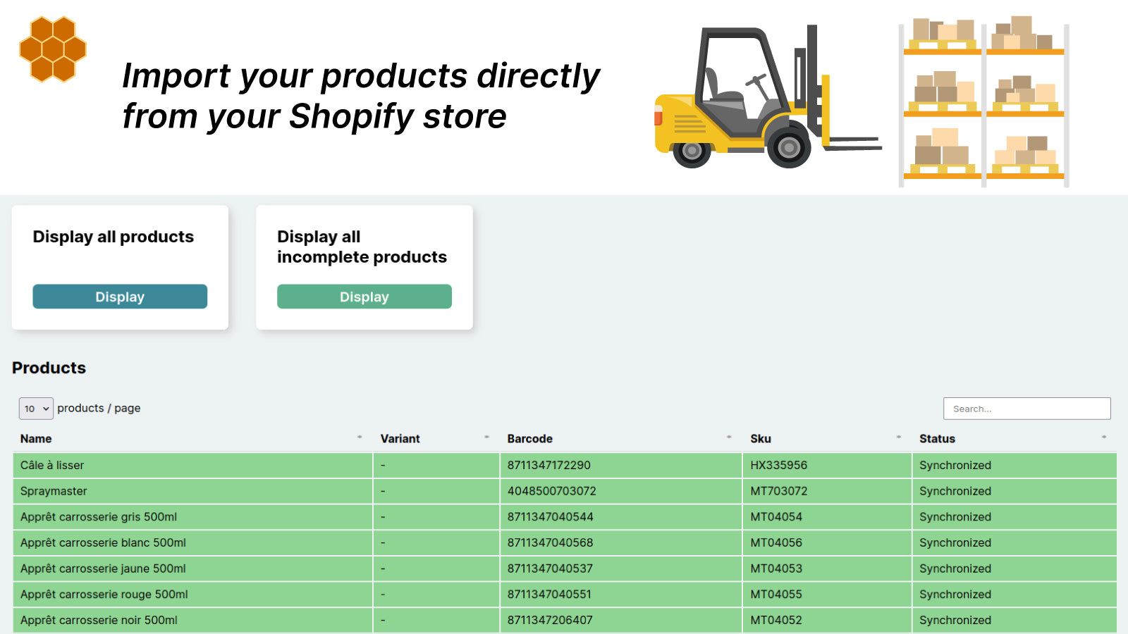 Import and synchronize products data with your Shopify store
