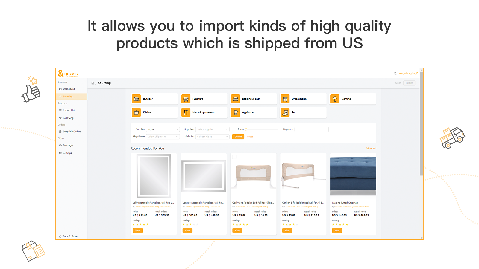 Import high-quality products from tons of categories.