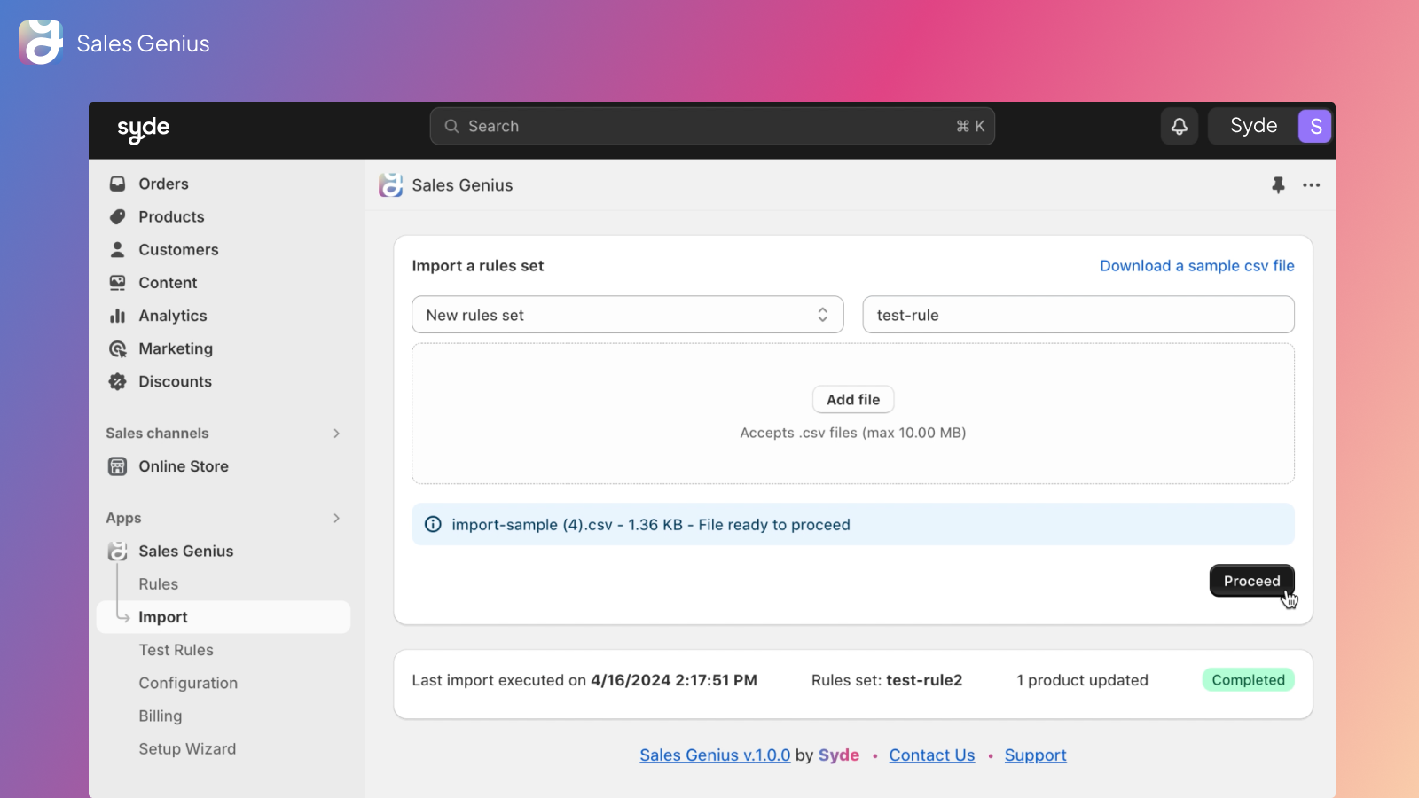 Import in bulk promotions through CSV files rule sets