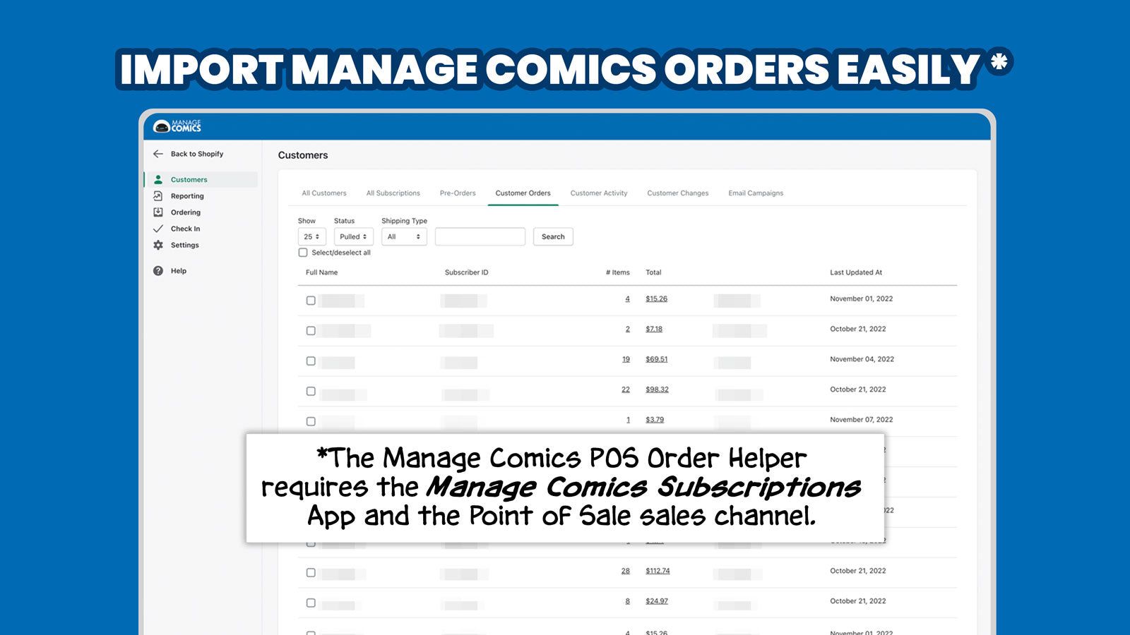 Import Manage Comics orders.
