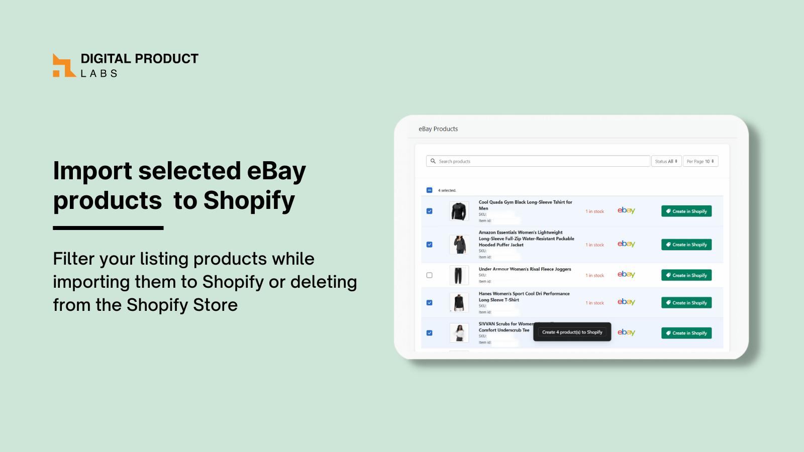 Import selected eBay products to Shopify