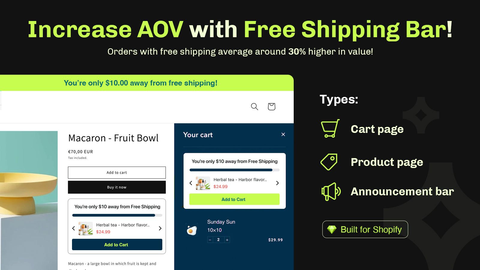 Increase order value with cart value goals