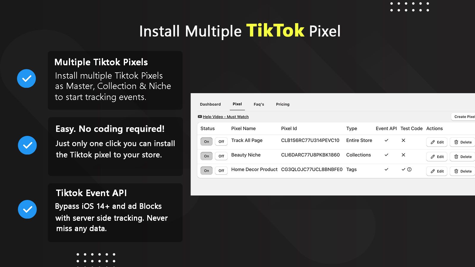 install multiple tiktok pixel on shopify store