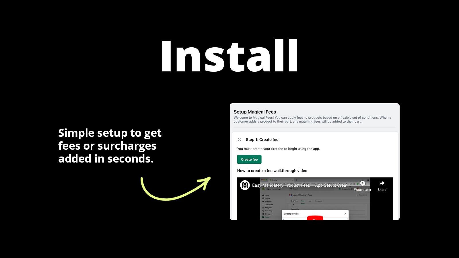 Install - Simple setup to get fees added in seconds