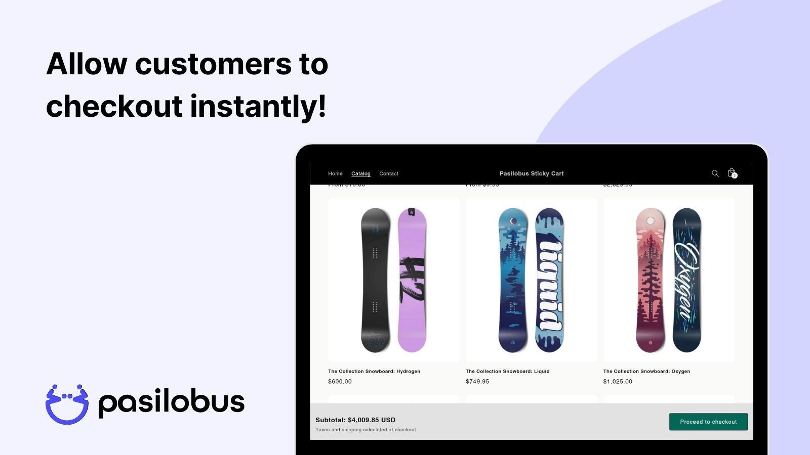 instant checkout with pasilobus sticky cart