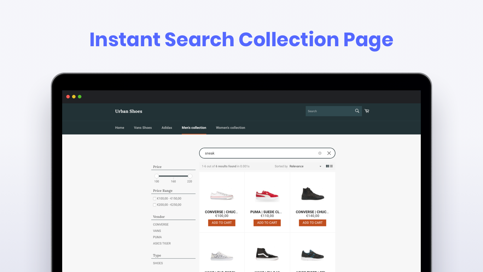 Instant Search Collection Page