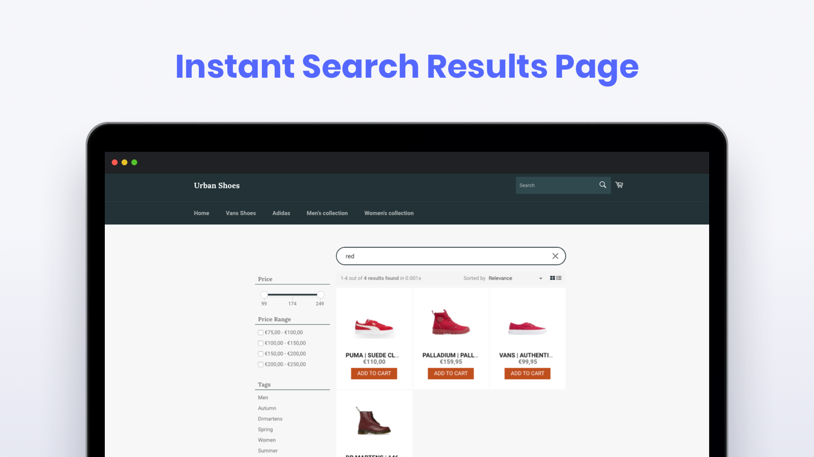 Instant Search Results Pages