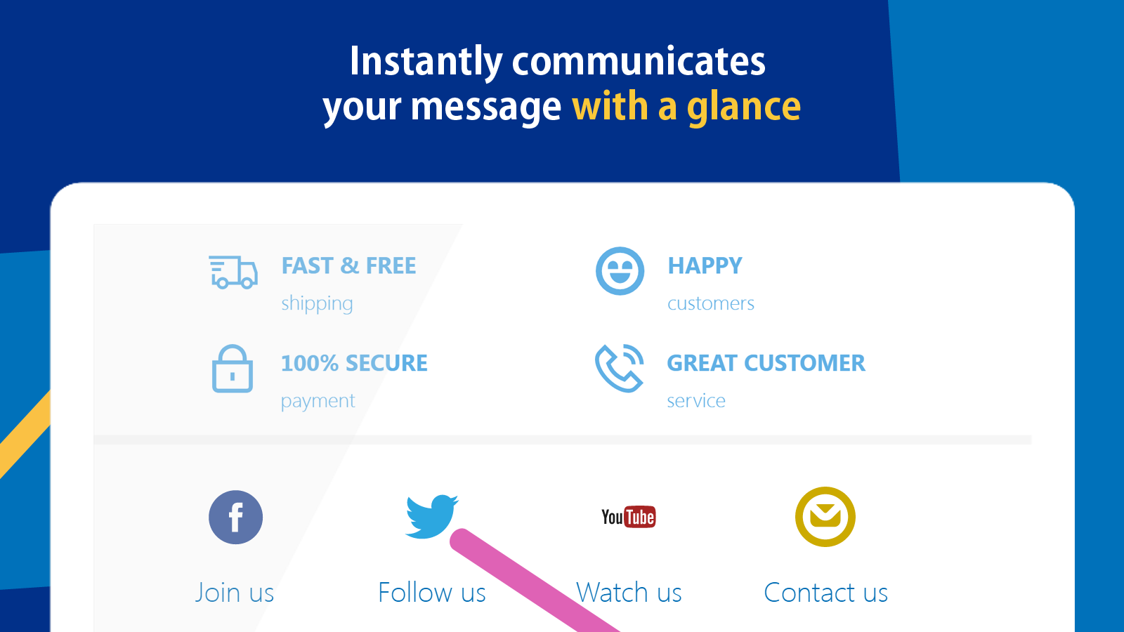 Instantly communicates  your message with a glance