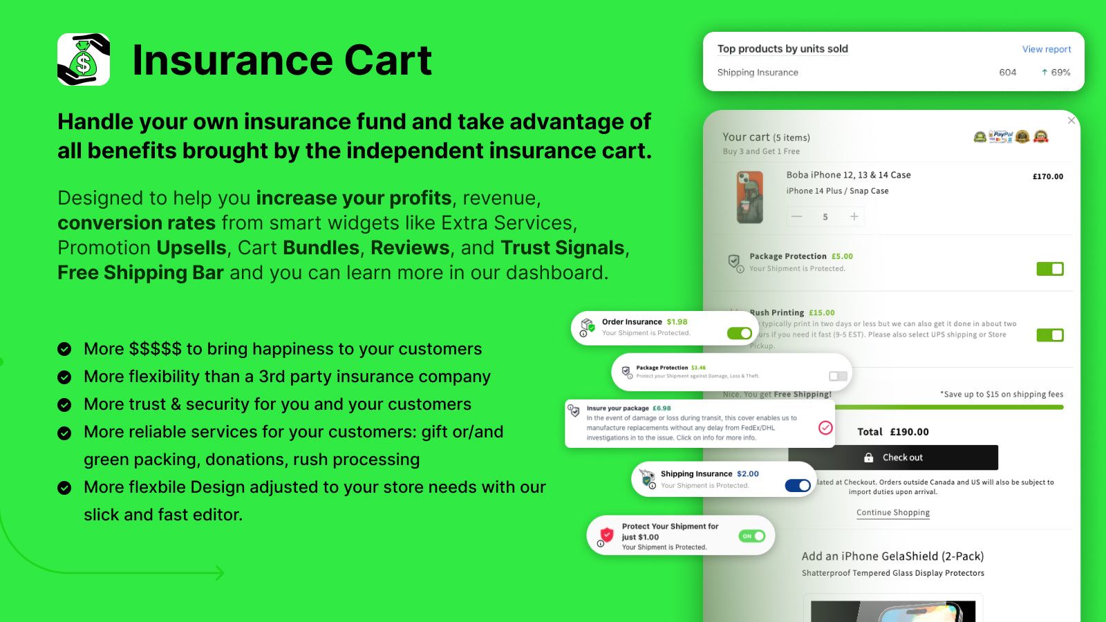 Insurance Cart for Shopify or self Order Insurance