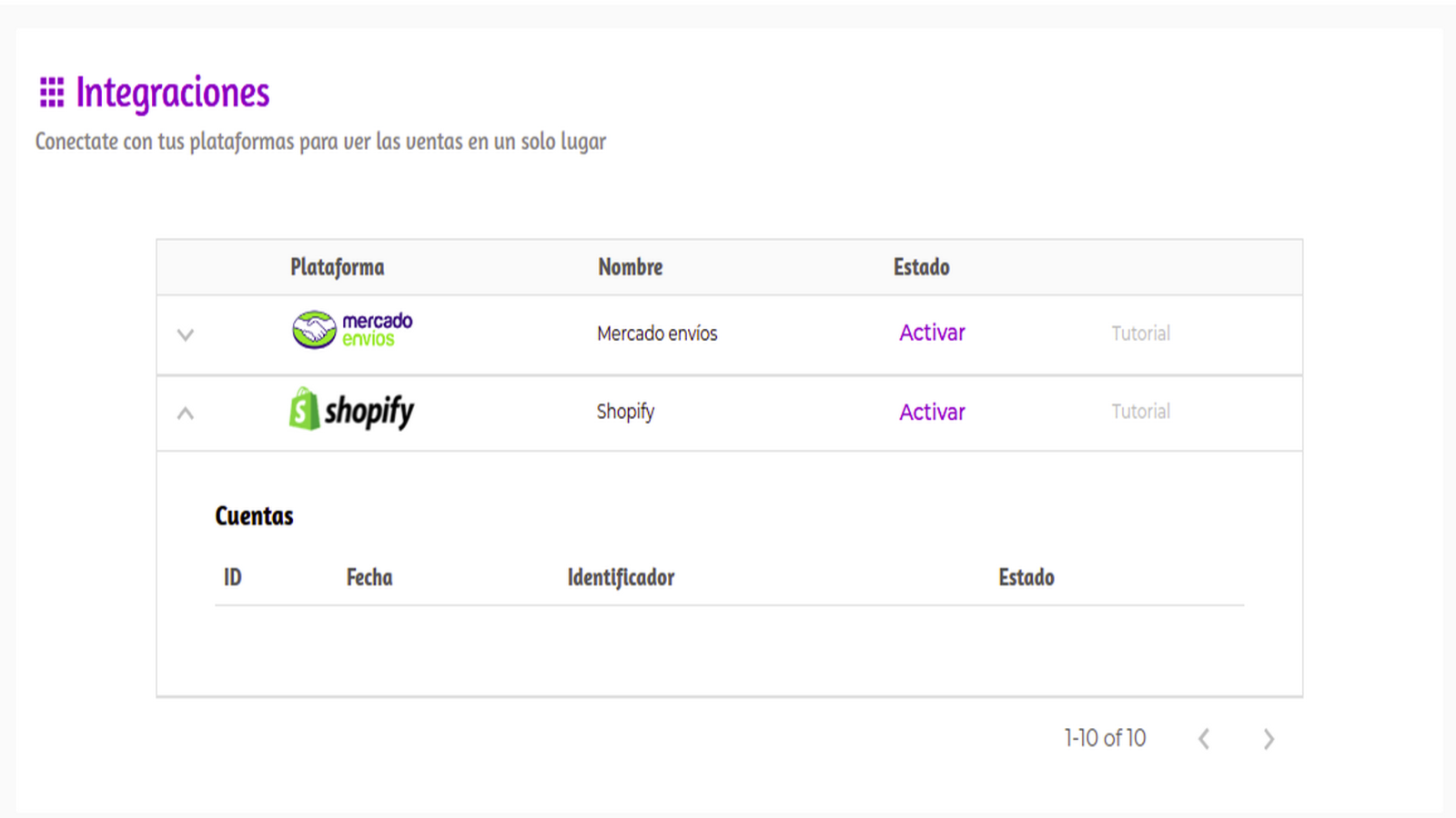 Integración fácil e intuitiva con Shopify 