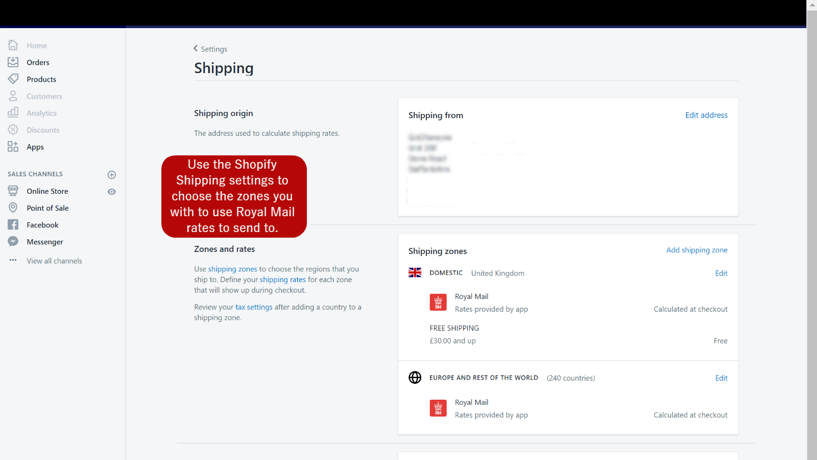 Integrated into Shopify Shipping Zone Config
