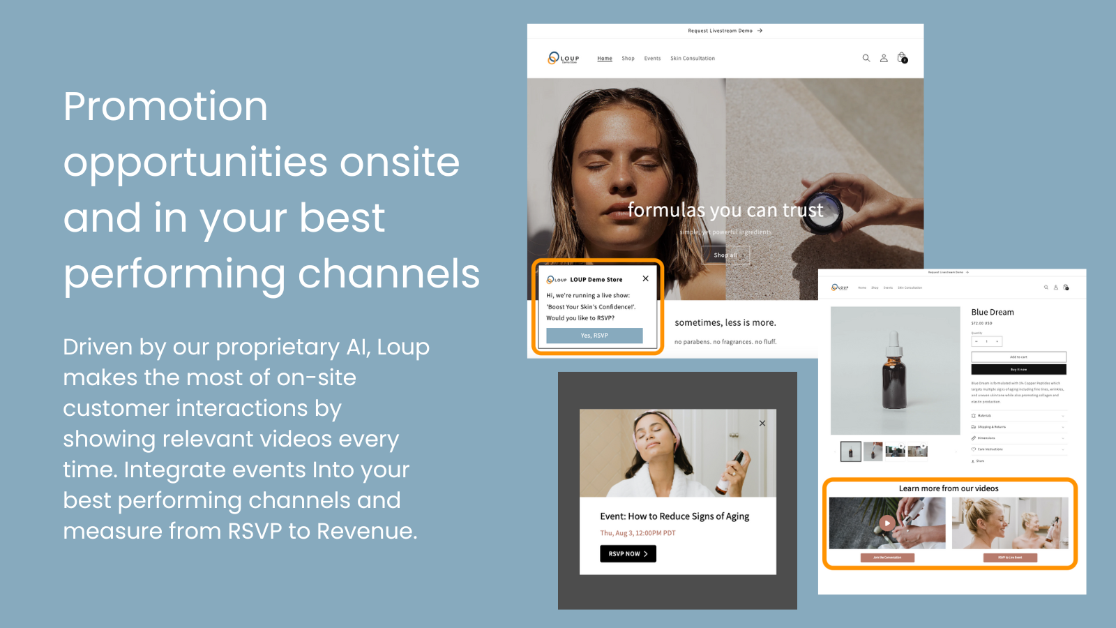 Integrated options to promote events and videos across your site