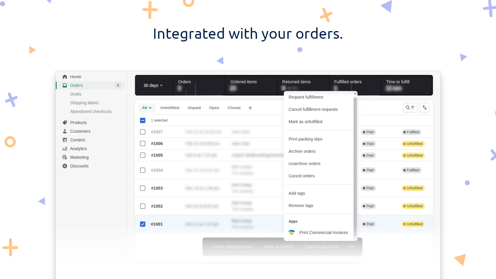 Integrated with your orders.