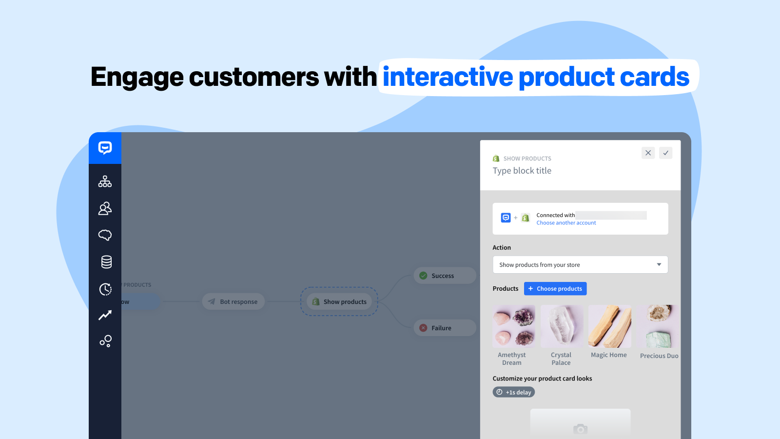 Interactive product cards in ChatBot and Shopify integration