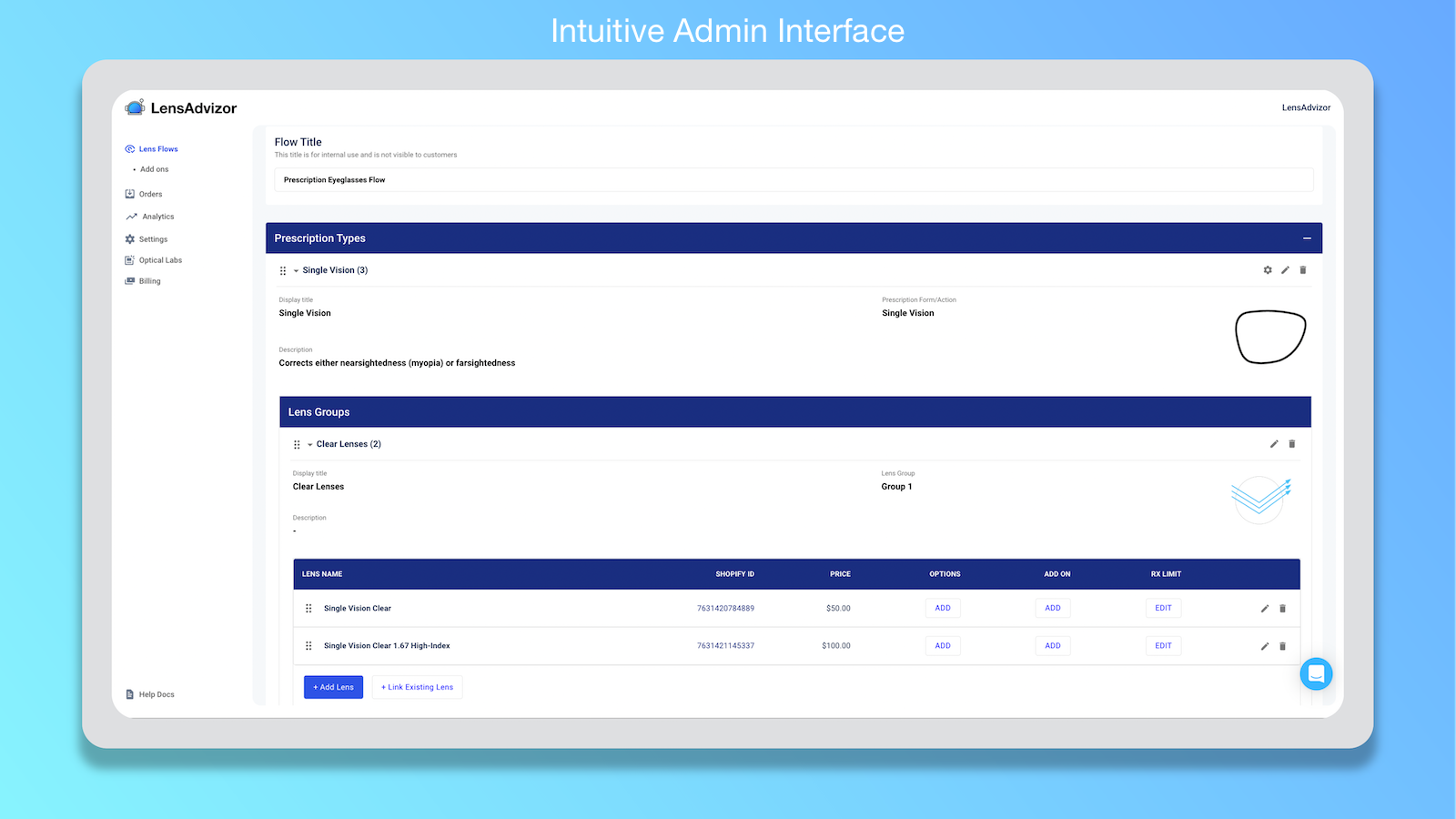 Intuitive Admin Interface