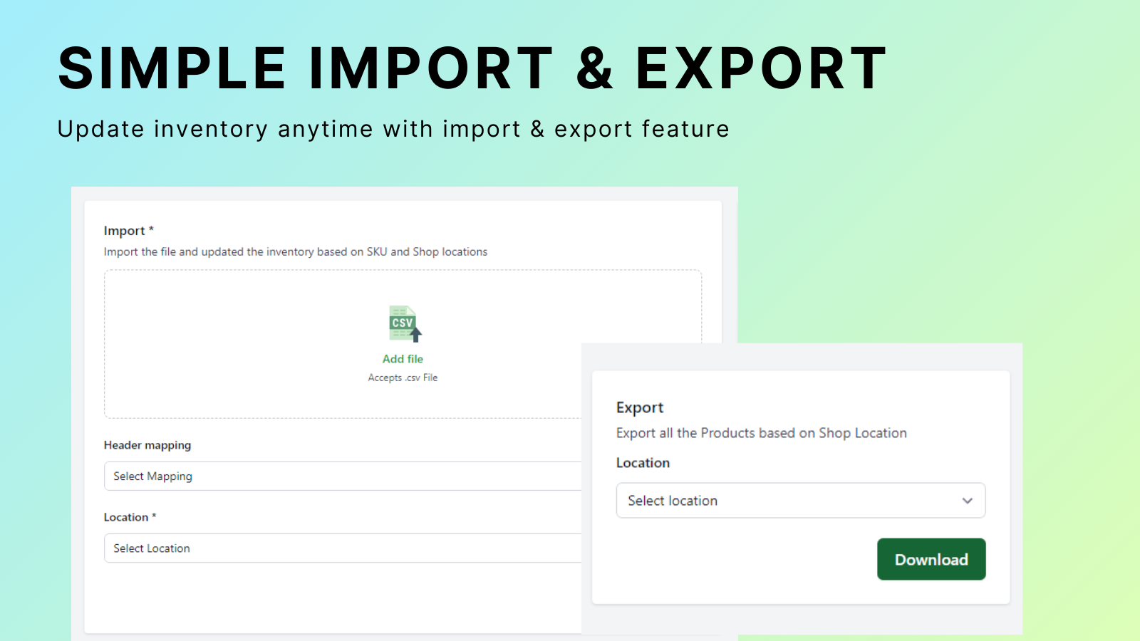 Inventory import and export