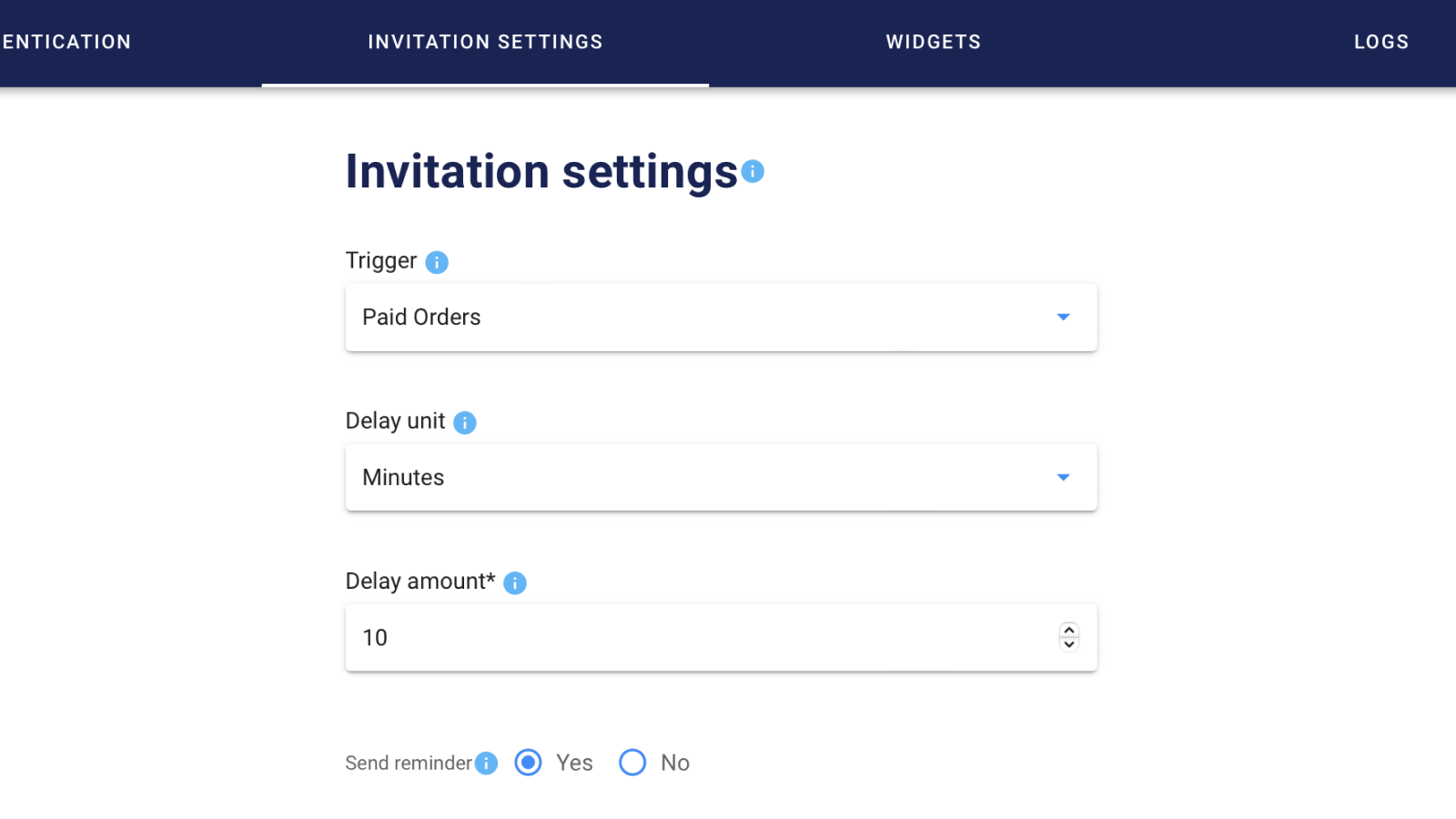 Invitation settings