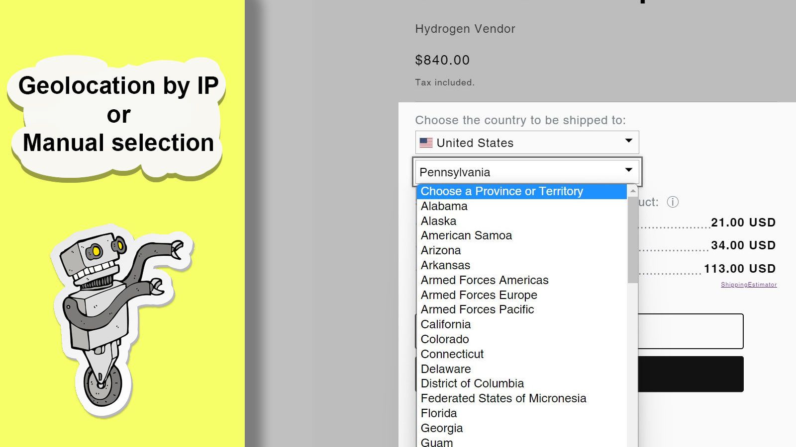 IP Geolocation or manual destination selection