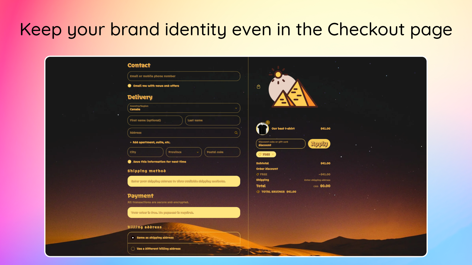 Keep your brand identity even in the Checkout page