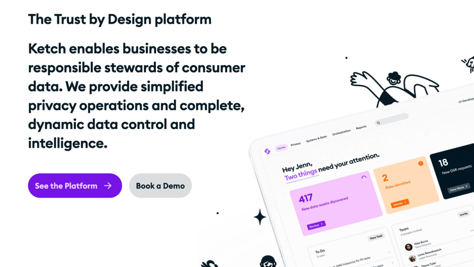 Ketch marketing screen about the Ketch Trust by Design Platform