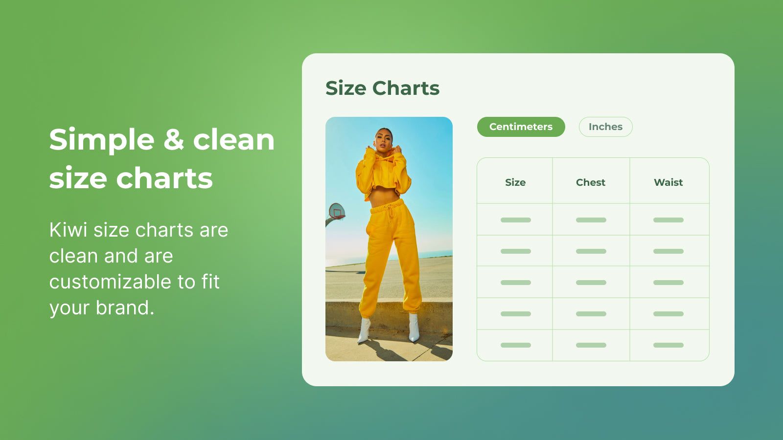 kiwi sizing, size chart, fit finder - Modal Size Recommender
