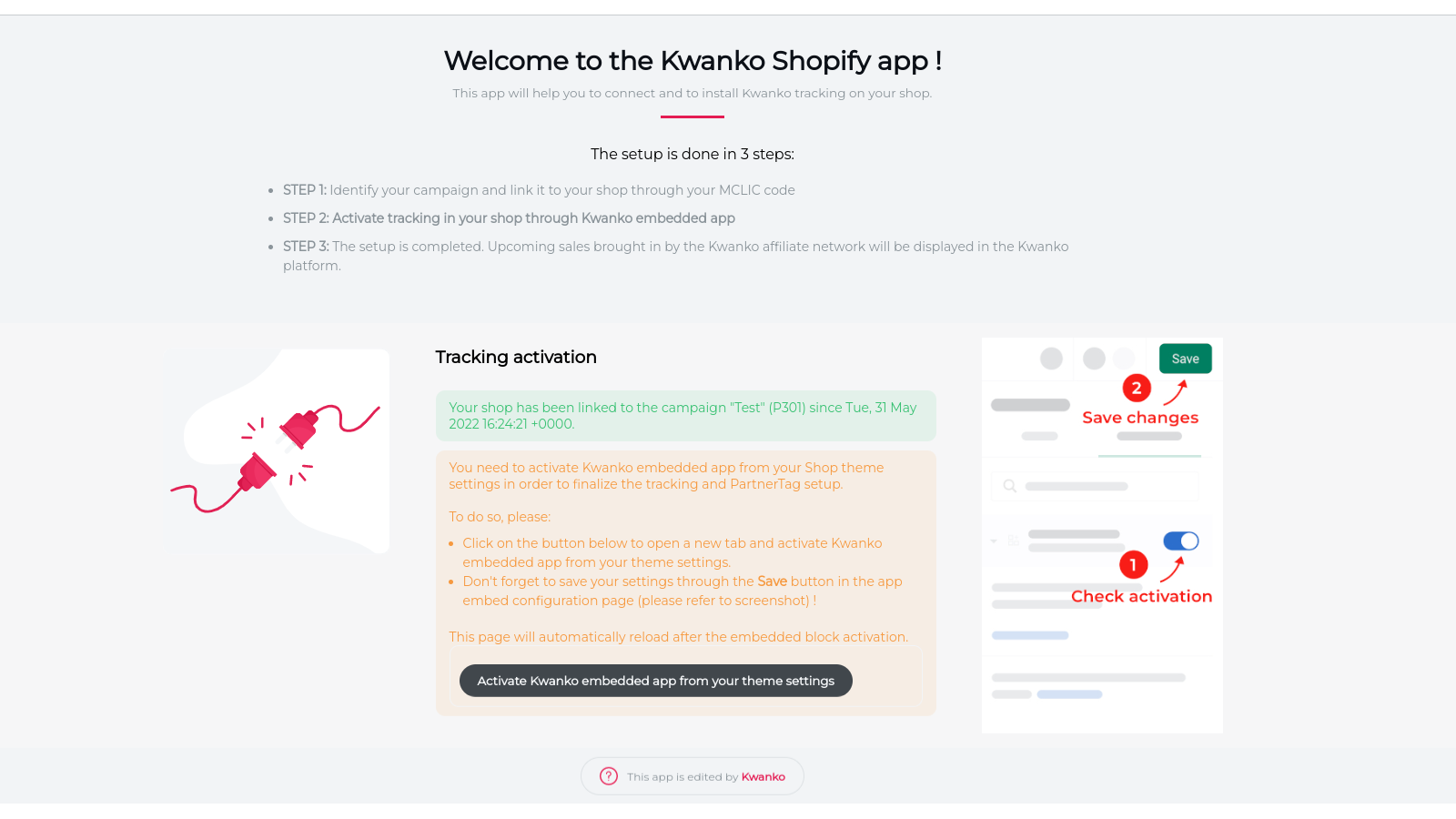 Kwanko Tracking Step 2 Activation