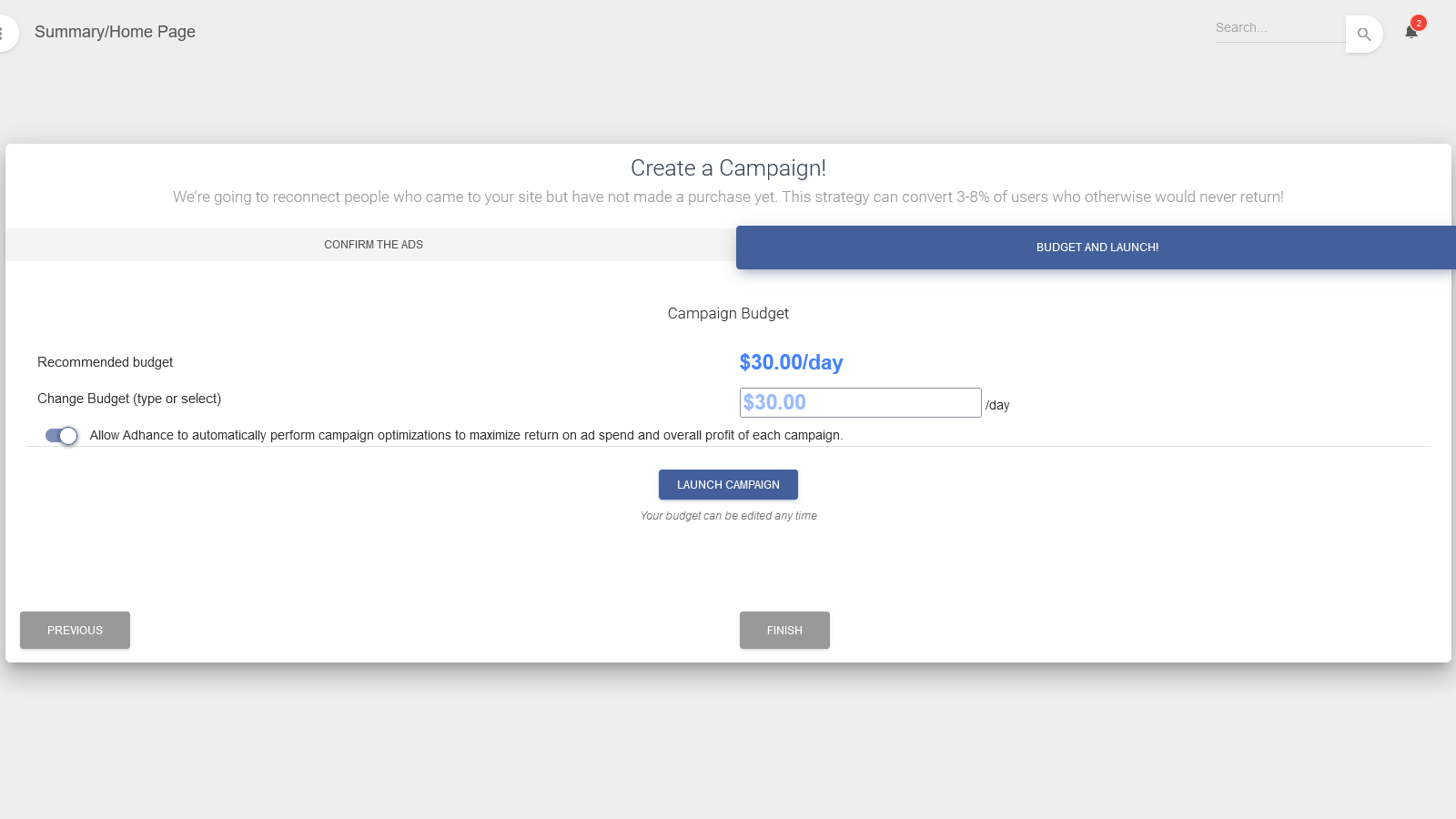 Launch campaigns in seconds