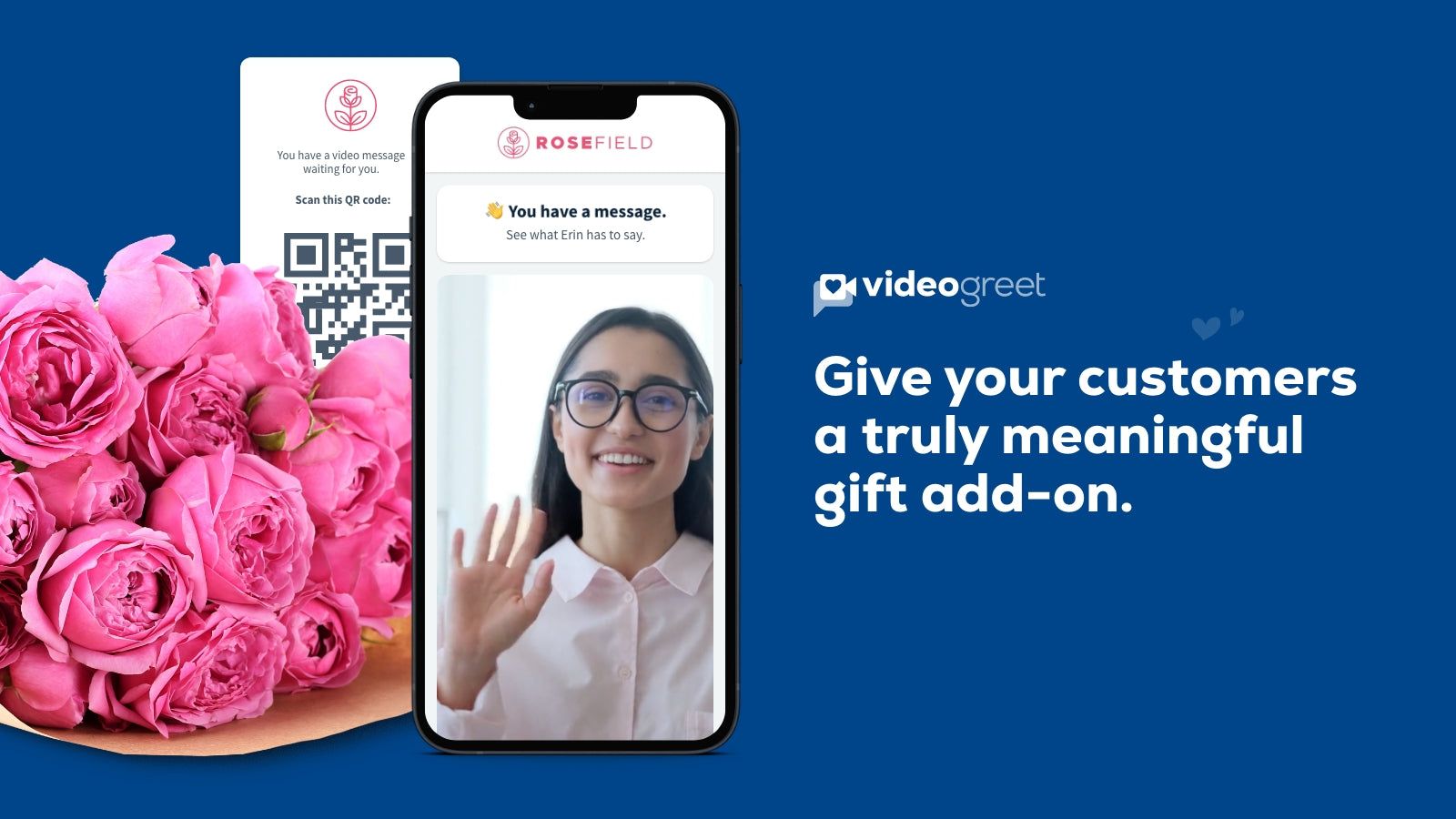 Let customers add video greetings to orders as a gift add-on.