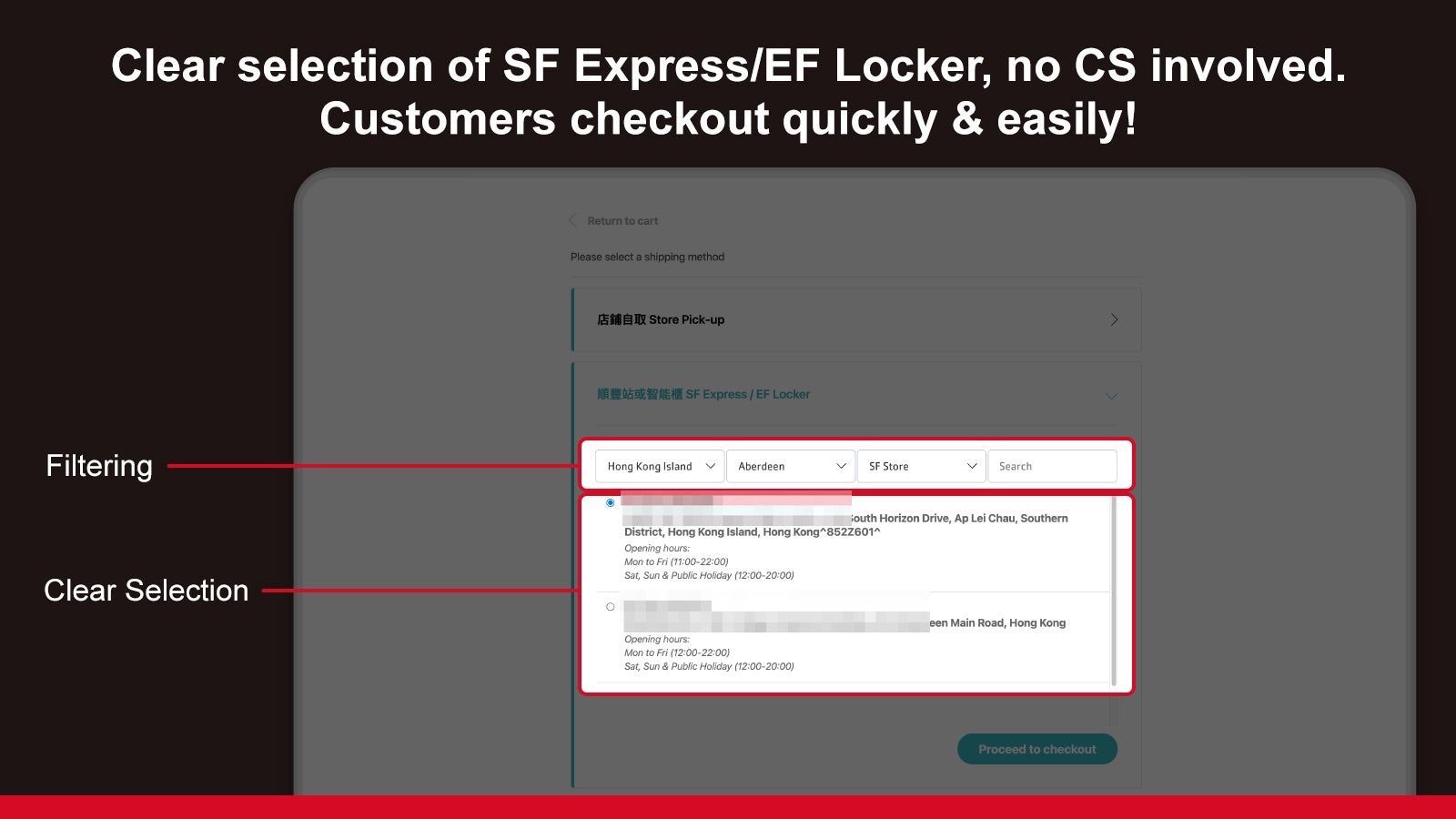 Let customers select sf express places as pickup location