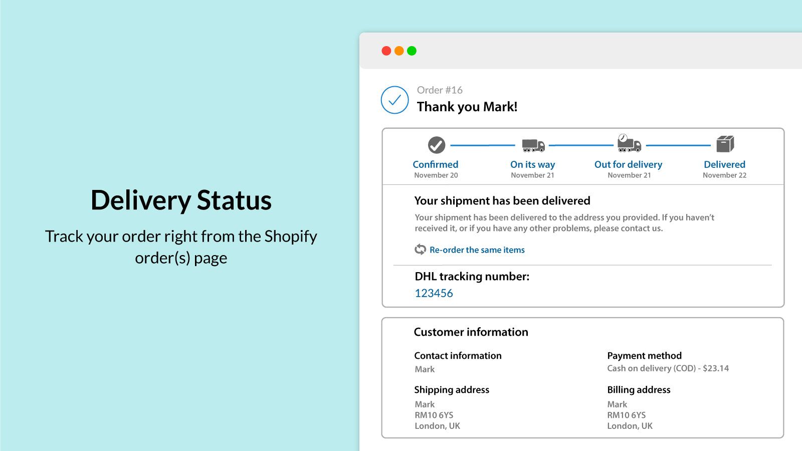 Let your customers track their orders within Shopify