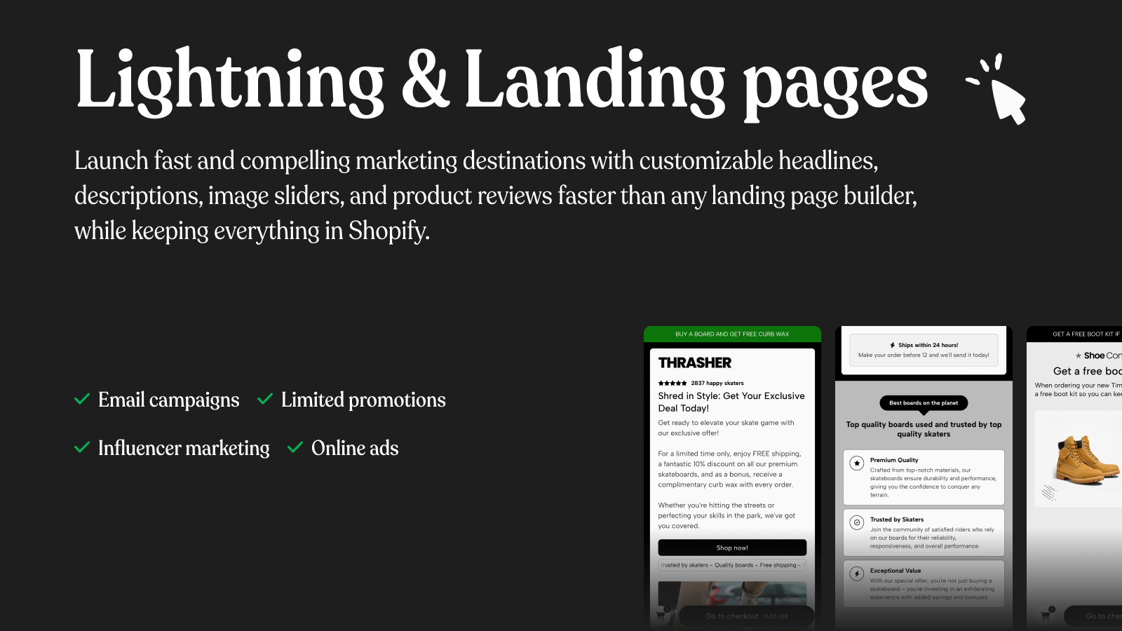 Lightning and landing pages links