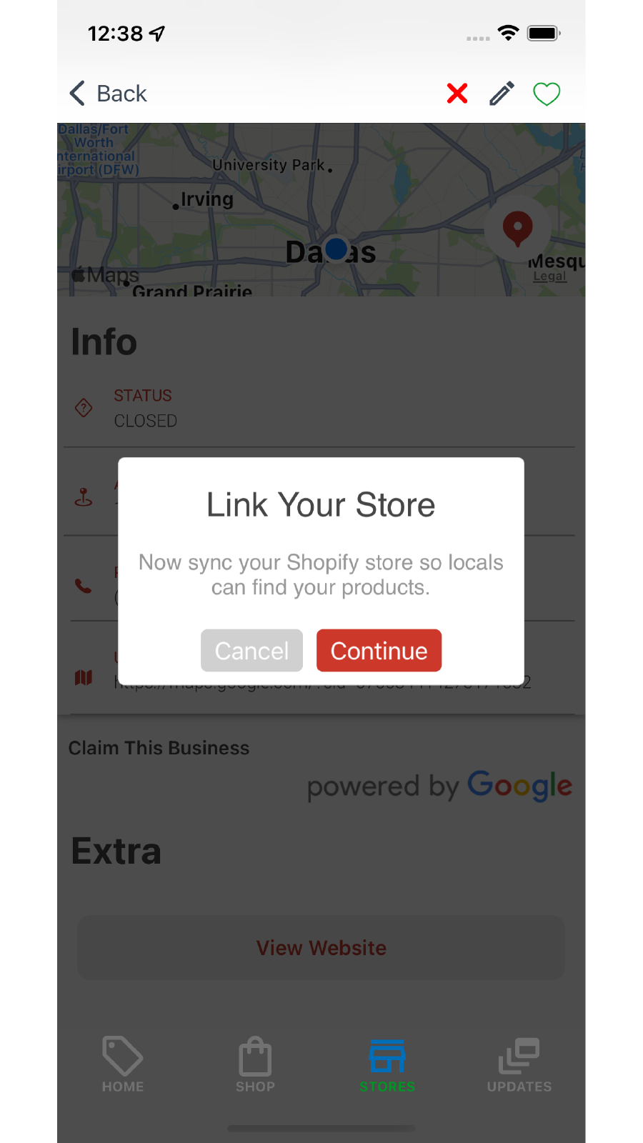 Link your store on mobile app storefront