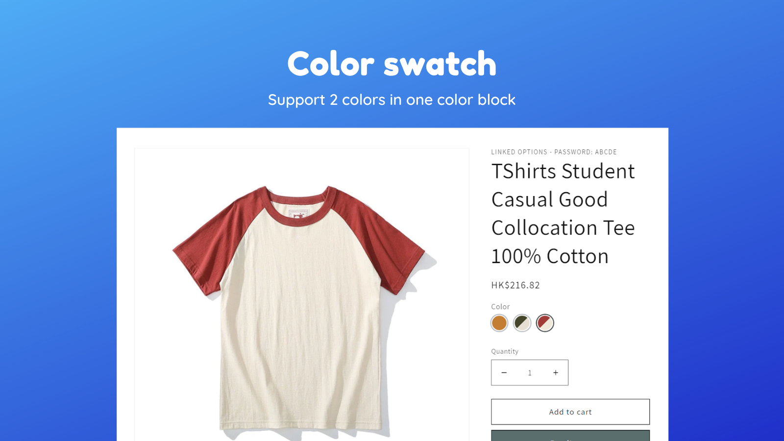 Linked options with color swatch