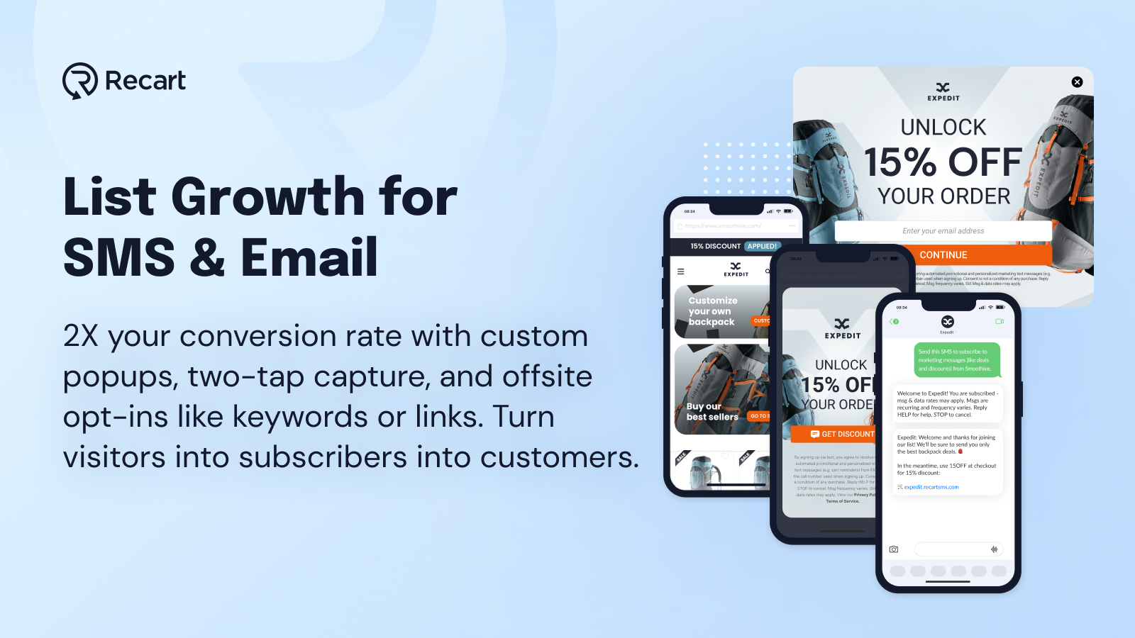List & Subscriber Growth for SMS & Email Popups