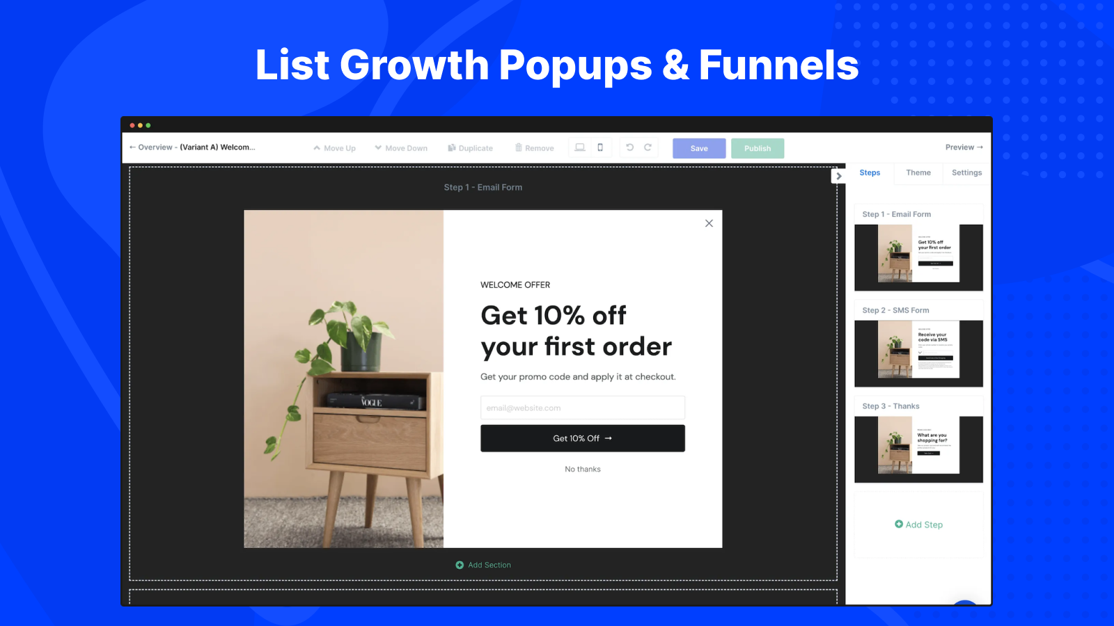List Growth Popups & Funnels