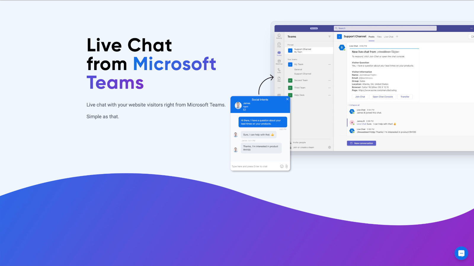 Live Chat  with visitors from Microsoft Teams