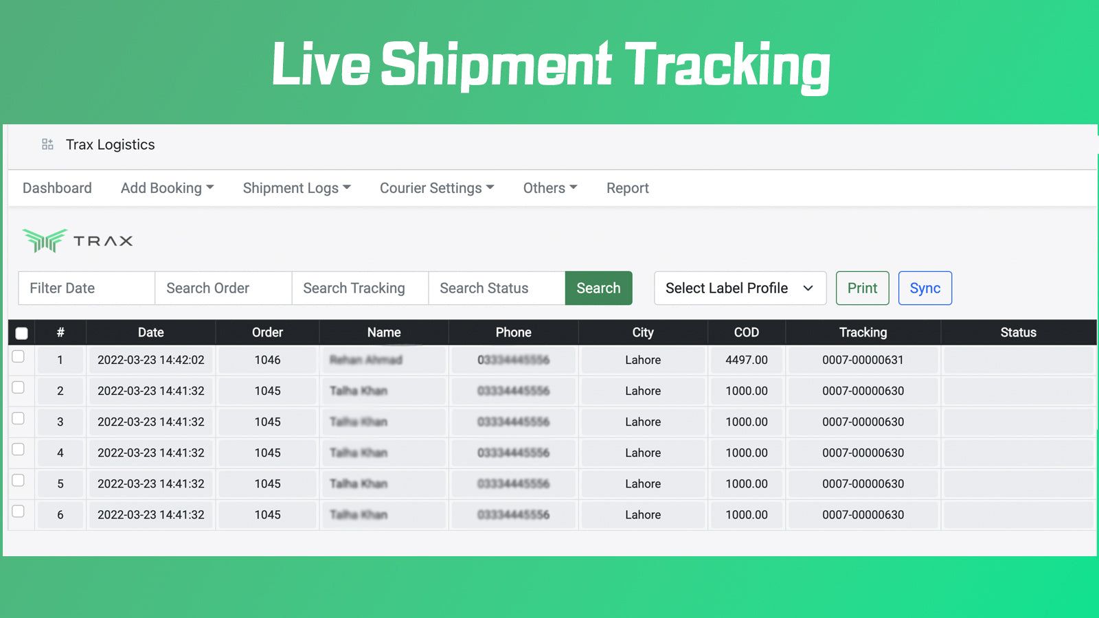 Live Shipment Tracking