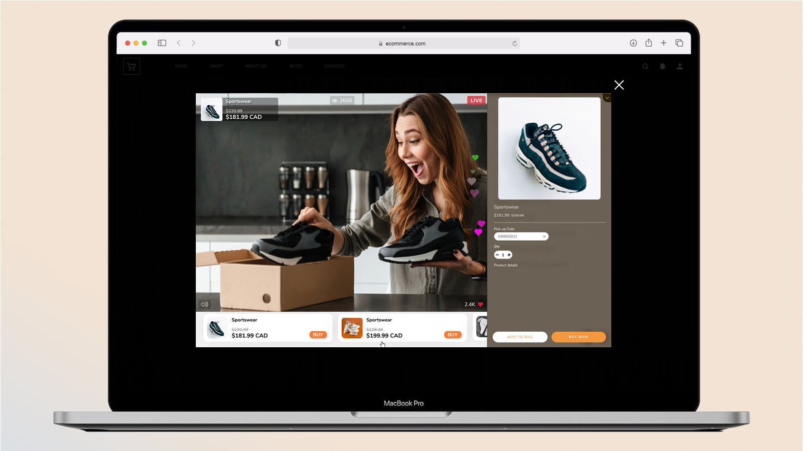 Live Shopping Desktop Embed View - Product Page