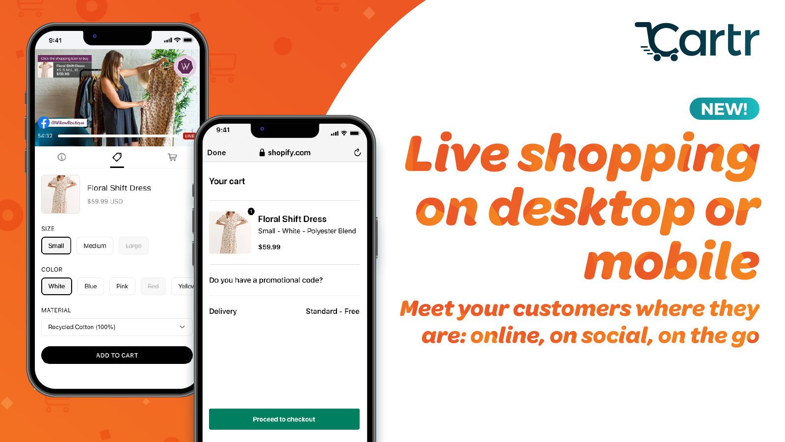 Live shopping on desktop or mobile