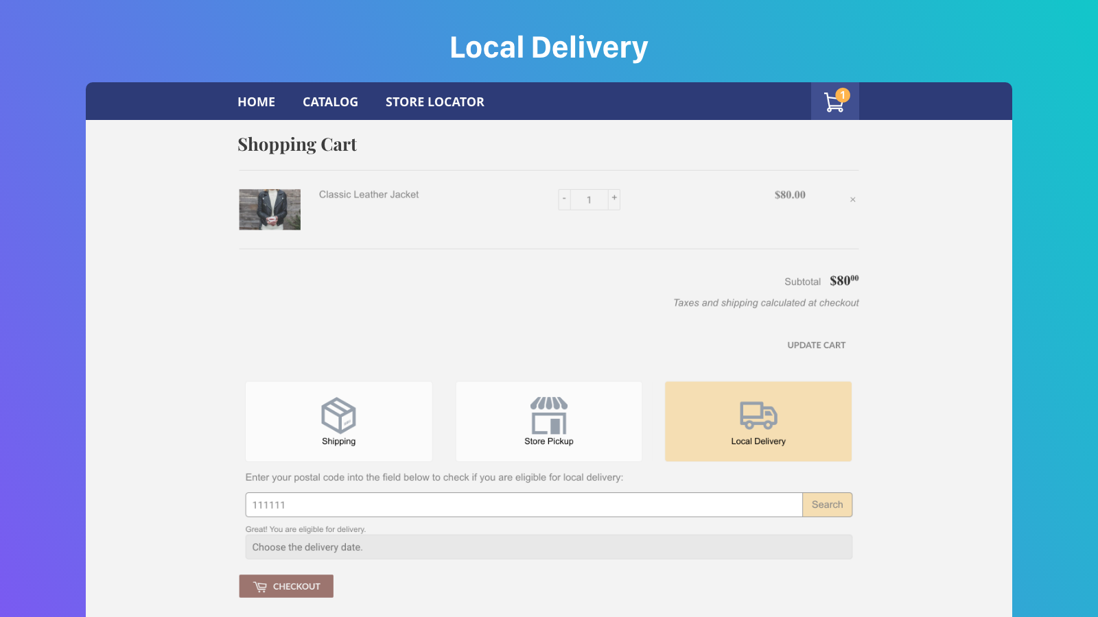 Local delivery in cart page