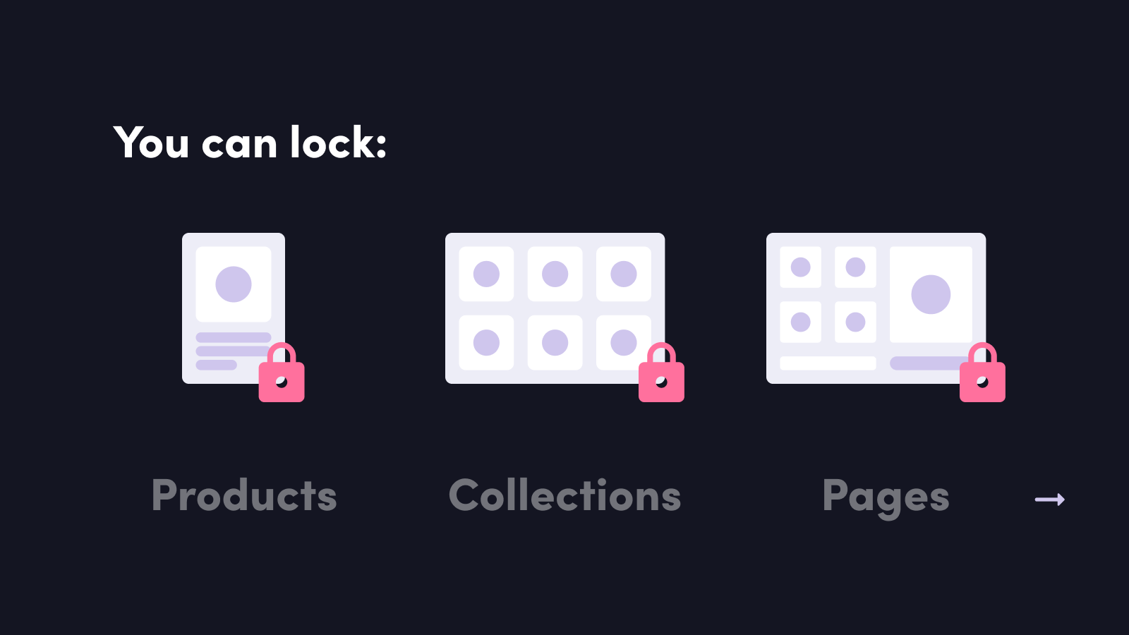 Lock: products, collections, pages
