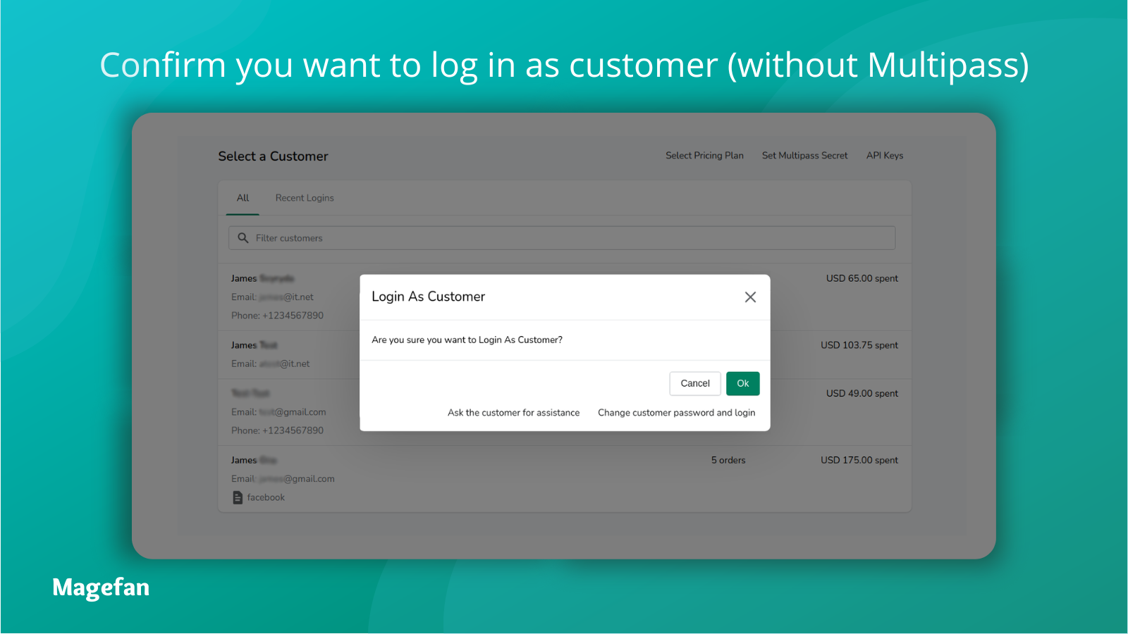 Login as customer without Multipass