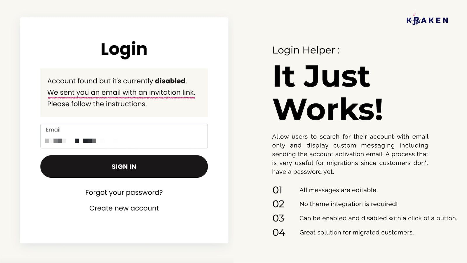 Login Helper - allow users to log in with only email address.