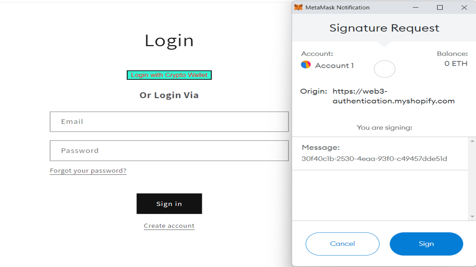 Login with Crypto Wallet by Validating Signature