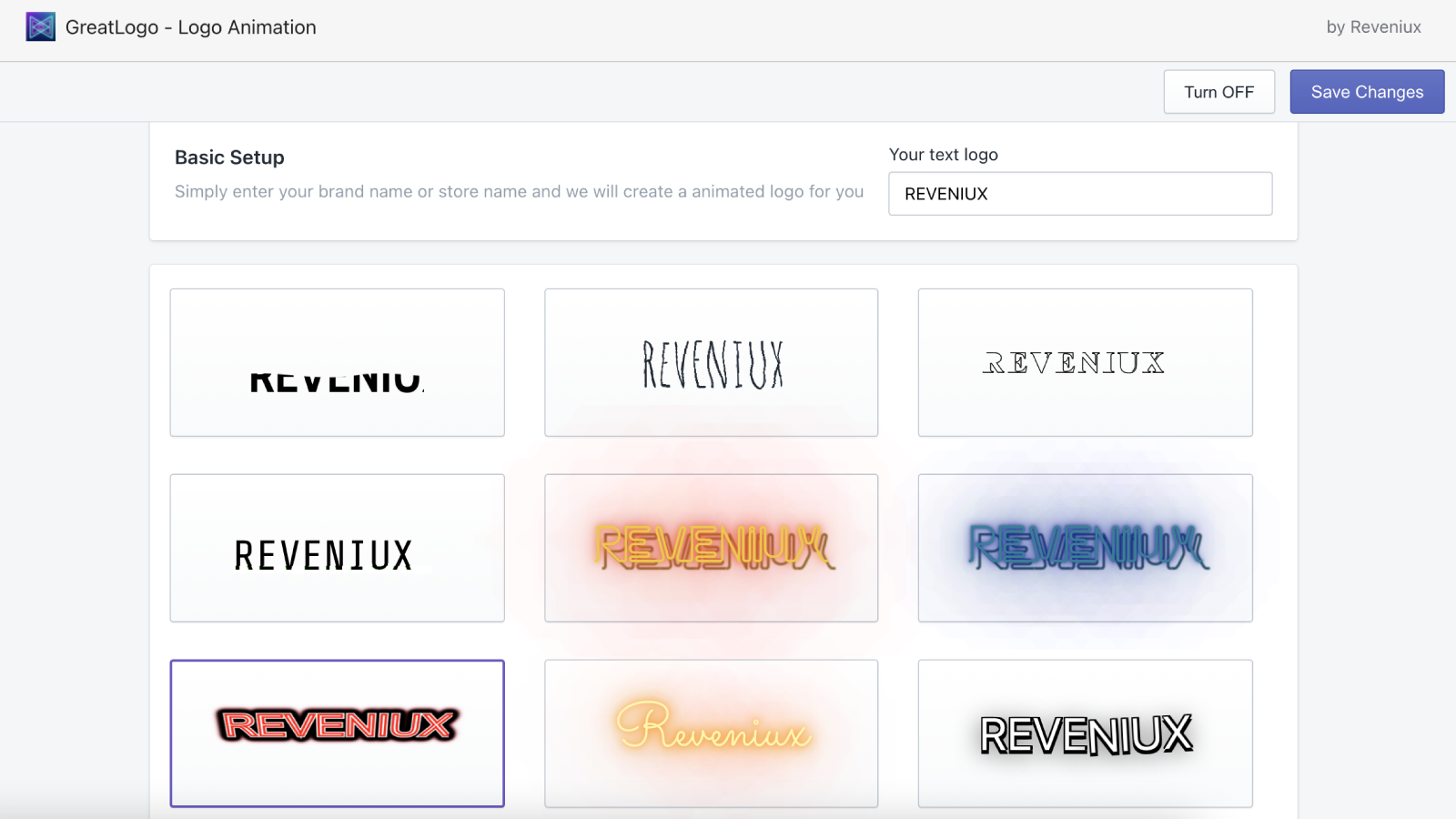 Logo animation preview dashboard